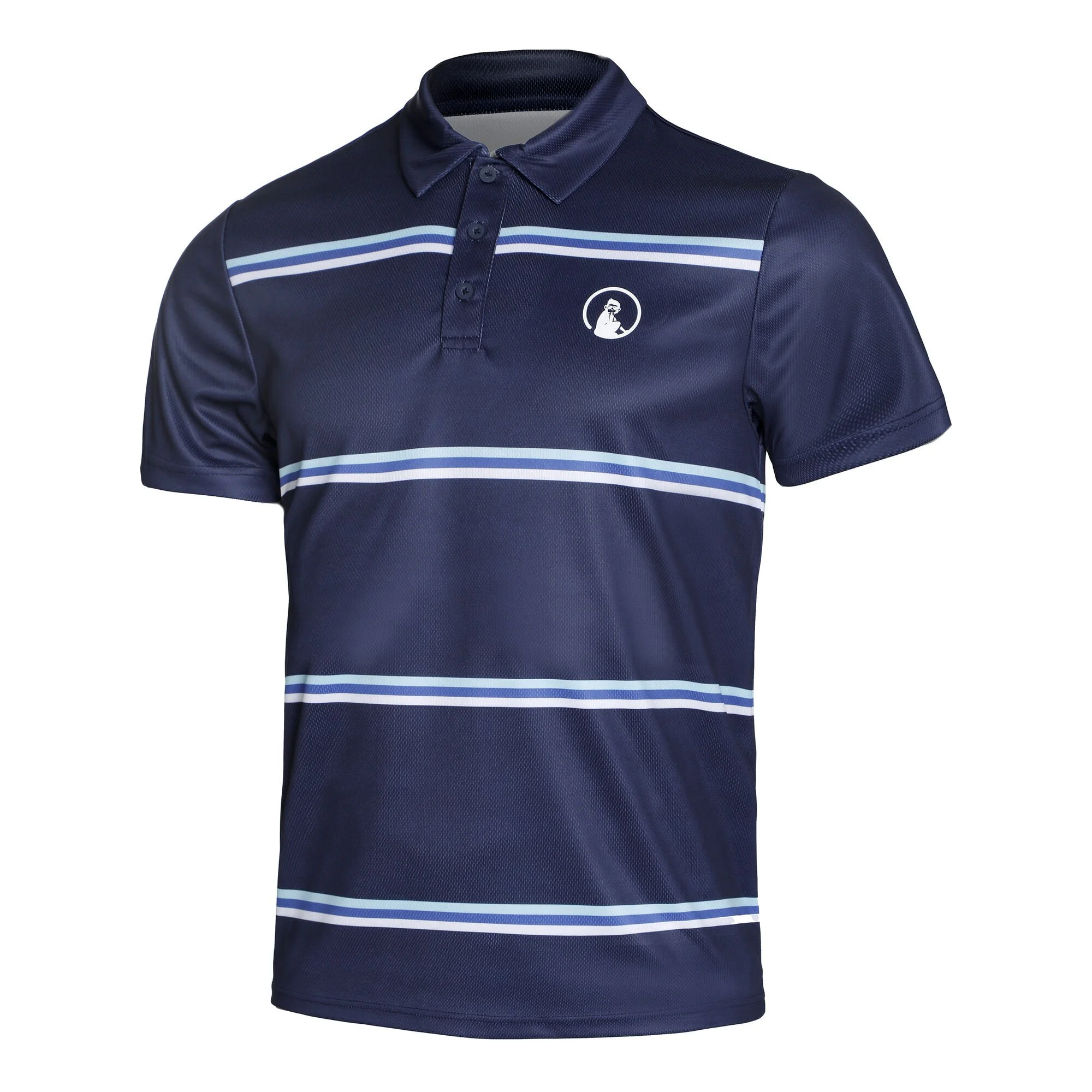 Quiet Please Ocean AOP Stripe Tournament Polo Uomini - Blu 1 Quiet Please Ocean AOP Stripe Tournament Polo Uomini - Blu
