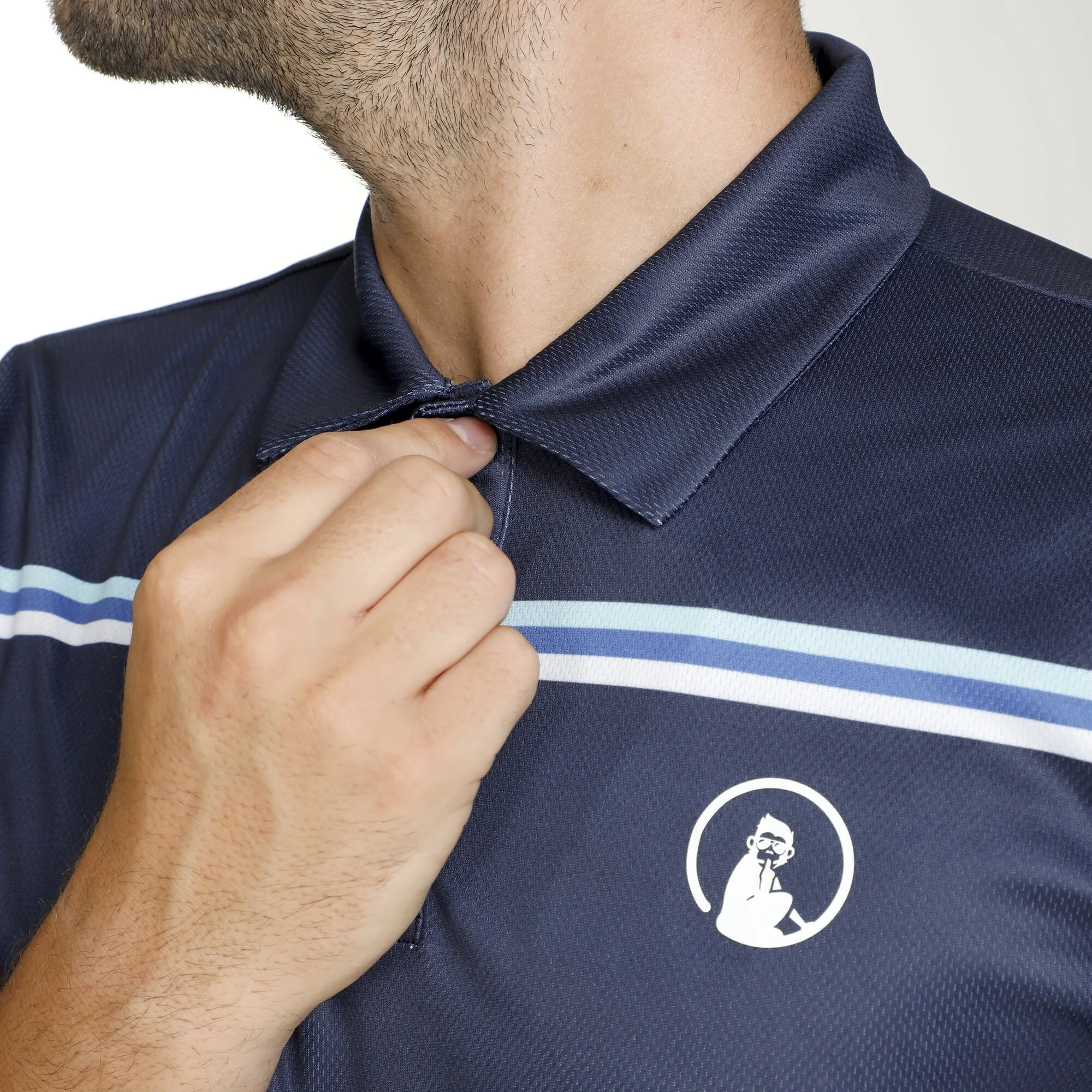 Quiet Please Ocean AOP Stripe Tournament Polo Uomini - Blu 8 Quiet Please Ocean AOP Stripe Tournament Polo Uomini - Blu - immagine 8