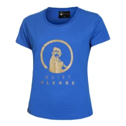 Quiet Please Retro Logo Maglietta Donna - Blu, Oro