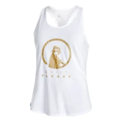 Quiet Please Retro Racerback Canottiera Donna - Bianco, Oro