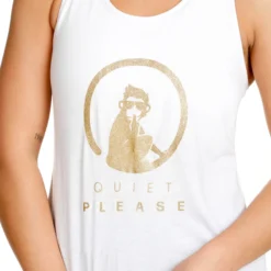 Quiet Please Retro Racerback Canottiera Donna - Bianco, Oro -Negozio di articoli sportivi da tennis 00304000 0 5