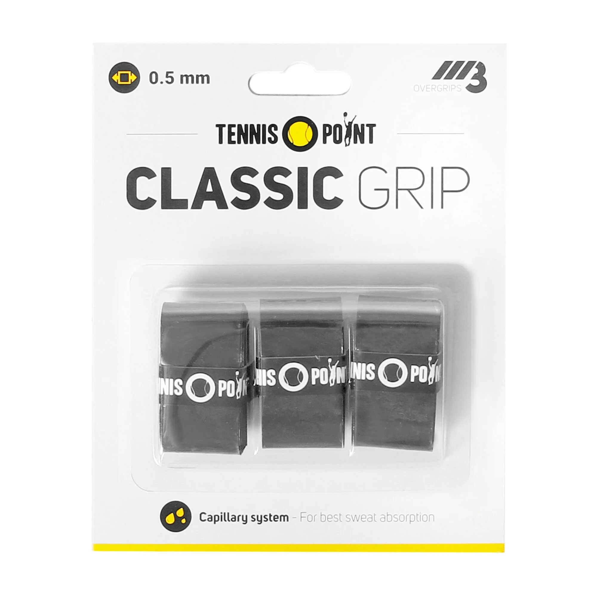 Tennis-Point Classic Grip Confezione Da 3 - Nero 1 Tennis-Point Classic Grip Confezione Da 3 - Nero