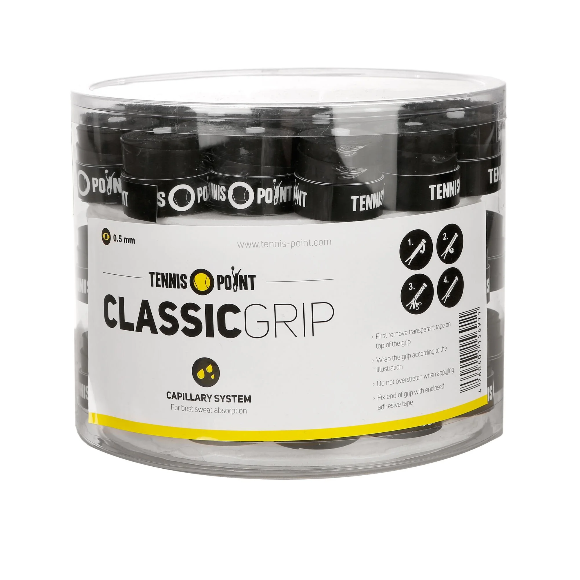 Tennis-Point Classic Grip Confezione Da 60 - Nero 1 Tennis-Point Classic Grip Confezione Da 60 - Nero