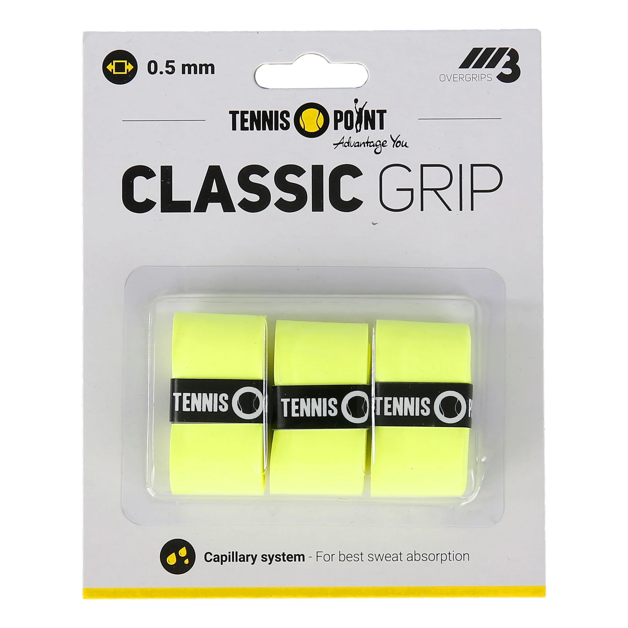 Tennis-Point Classic Grip Confezione Da 3 - Giallo 1 Tennis-Point Classic Grip Confezione Da 3 - Giallo