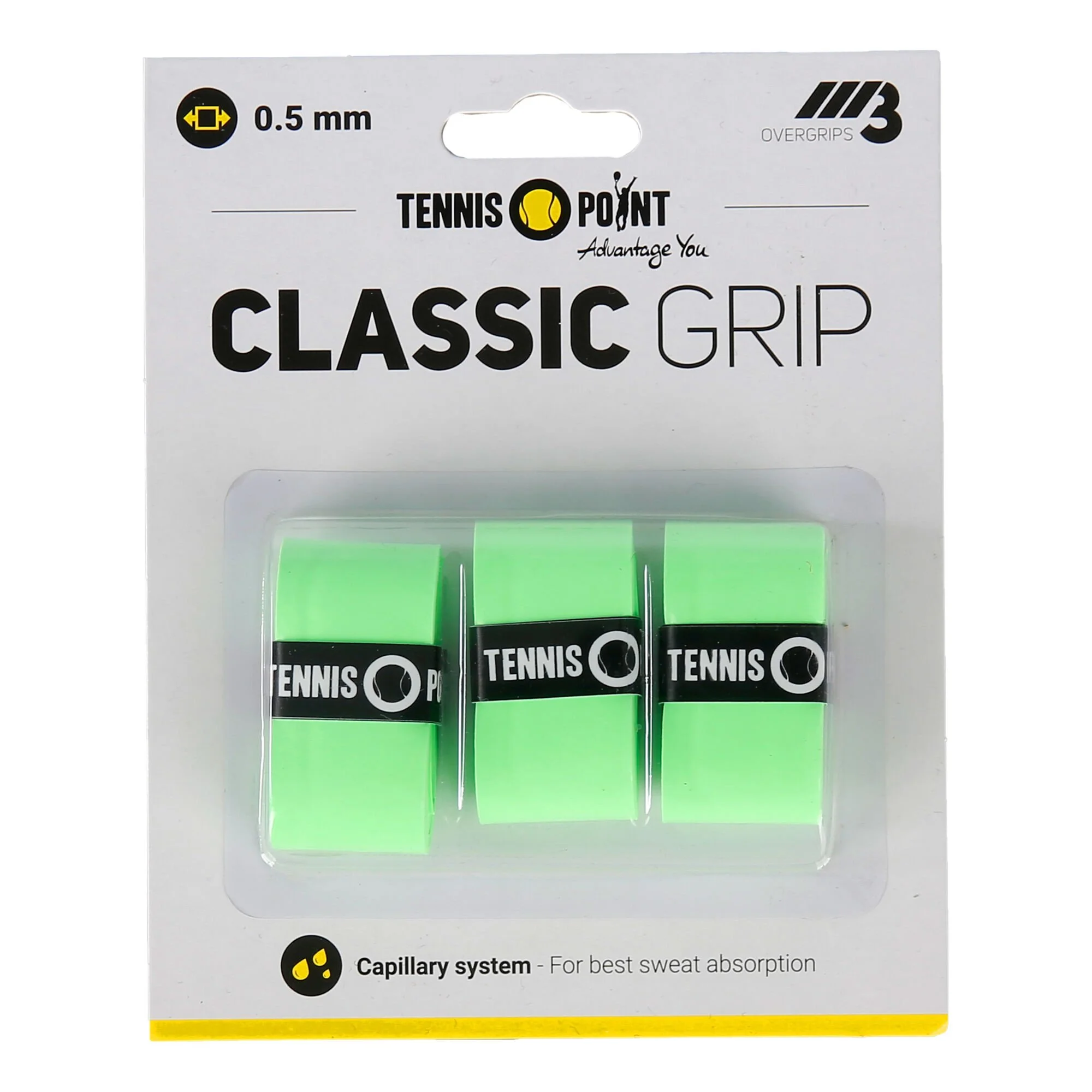 Tennis-Point Classic Grip Confezione Da 3 - Verde 1 Tennis-Point Classic Grip Confezione Da 3 - Verde