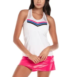 Lucky In Love Shadow Play Racerback Canottiera Donna - Bianco -Negozio di articoli sportivi da tennis 01293000 13