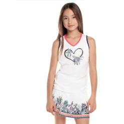 Lucky In Love Palms D'Amour Pleated Gonna Ragazze - Bianco, Multicolore -Negozio di articoli sportivi da tennis 01321000 16