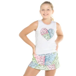 Lucky In Love Bandana Love Tie Back Canottiera Ragazze - Bianco, Multicolore -Negozio di articoli sportivi da tennis 01415000 13