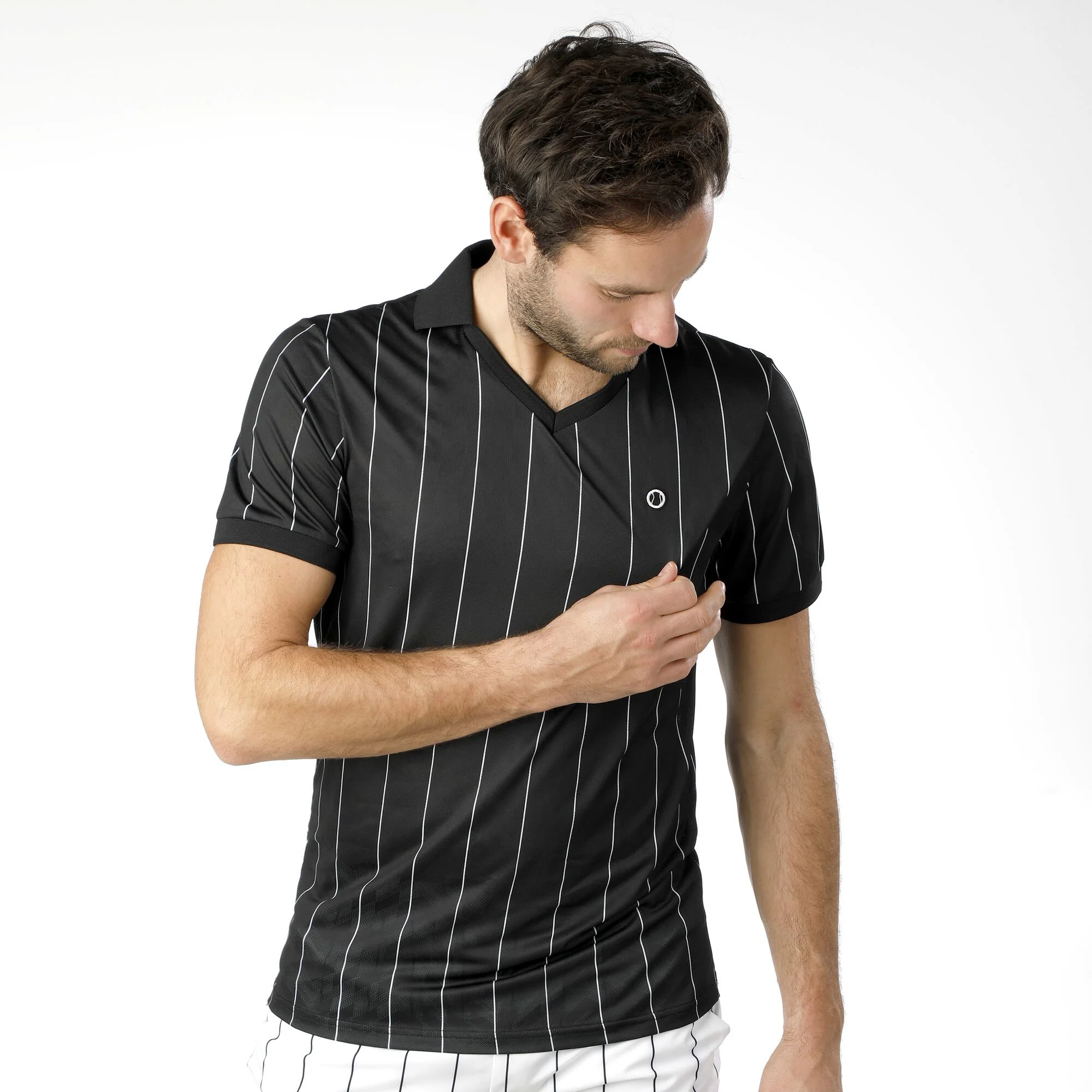 Tennis-Point Stripes Polo Edizione Speciale Uomini - Nero, Bianco 3 Tennis-Point Stripes Polo Edizione Speciale Uomini - Nero, Bianco - immagine 3