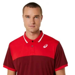 Asics Court Polo Uomini - Rosso Scuro, Rosso -Negozio di articoli sportivi da tennis 05316000 16