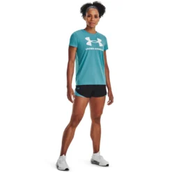 Under Armour Sportstyle Logo Graphic Maglietta Donna - Turchese, Bianco -Negozio di articoli sportivi da tennis 08493000 15