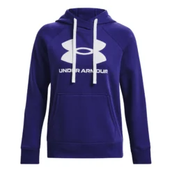 Under Armour Rival Logo Felpa Con Cappuccio Donna - Blu Scuro, Bianco