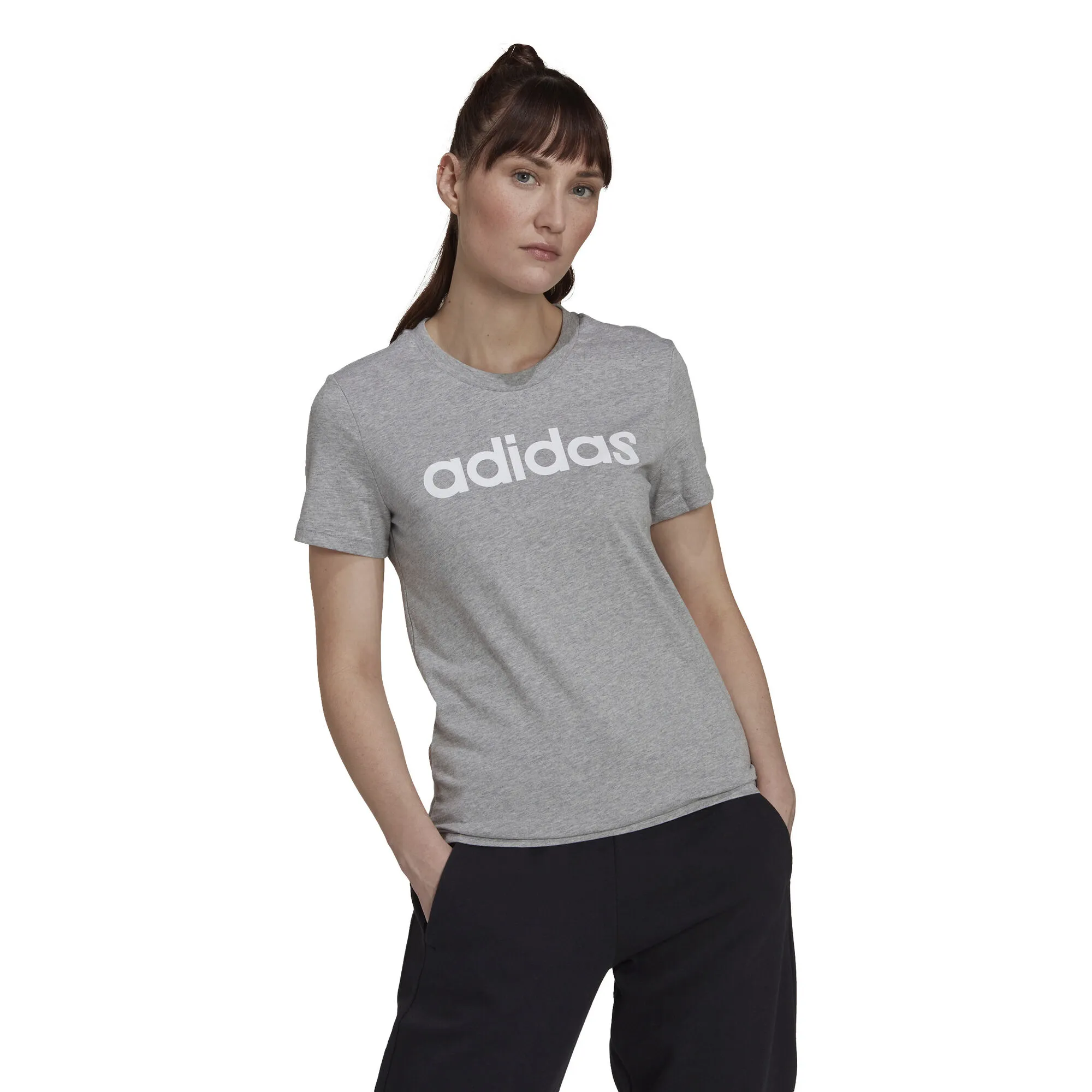 ADIDAS Linear Maglietta Donna - Grigio 2 ADIDAS Linear Maglietta Donna - Grigio - immagine 2