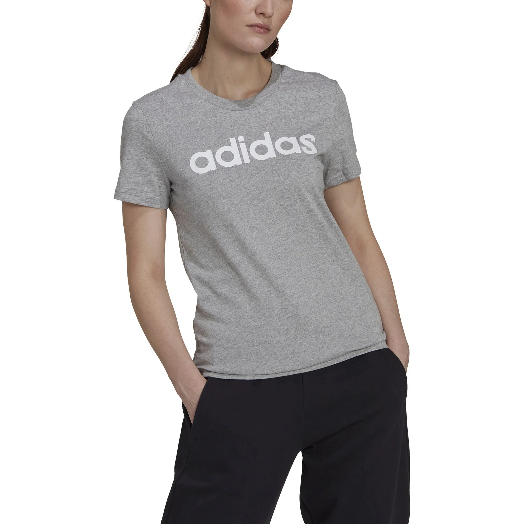 ADIDAS Linear Maglietta Donna - Grigio 4 ADIDAS Linear Maglietta Donna - Grigio - immagine 4