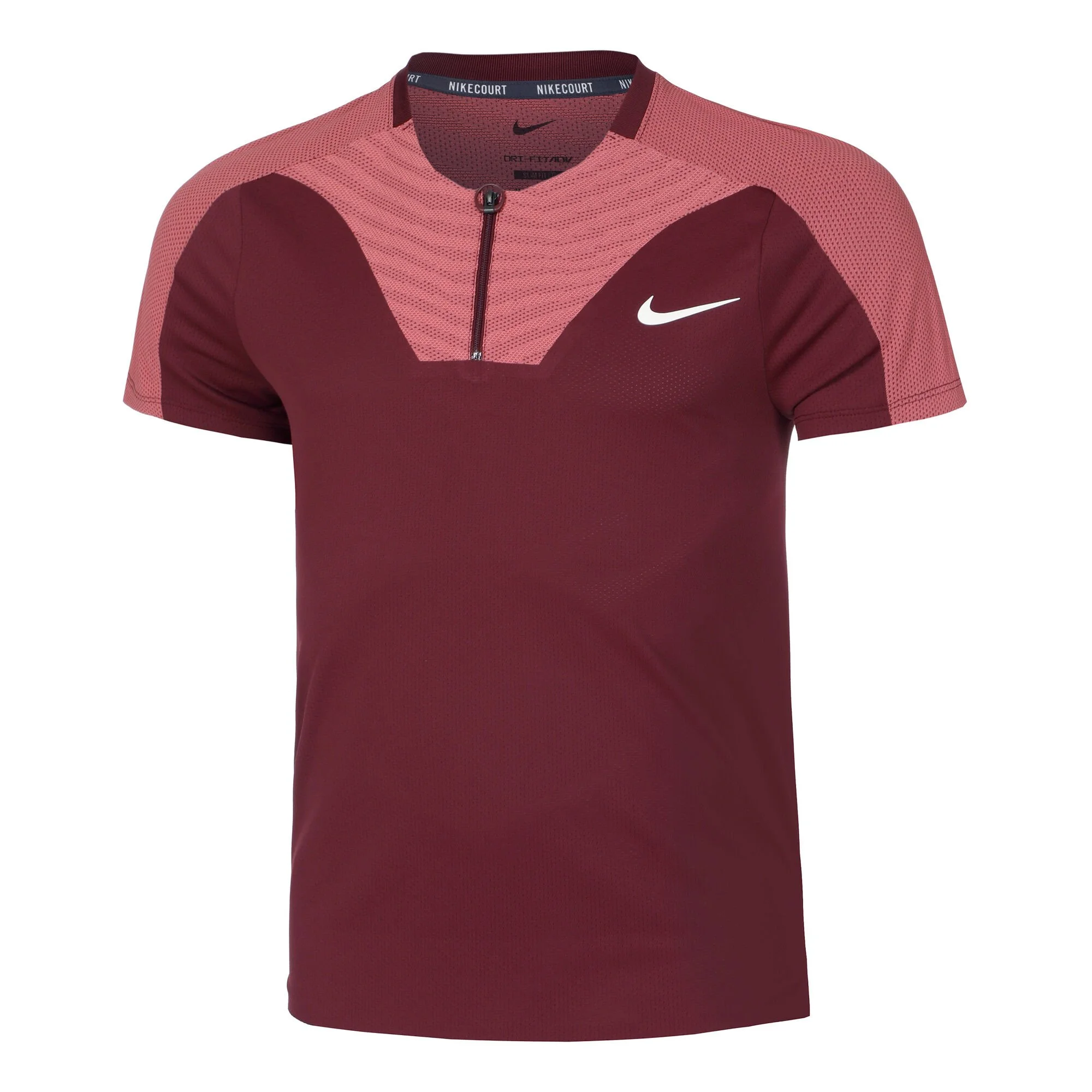 Nike Dri-Fit Advantage Court Slim UL RG Polo Uomini - Rosso Scuro, Rosa Antico 1 Nike Dri-Fit Advantage Court Slim UL RG Polo Uomini - Rosso Scuro, Rosa Antico